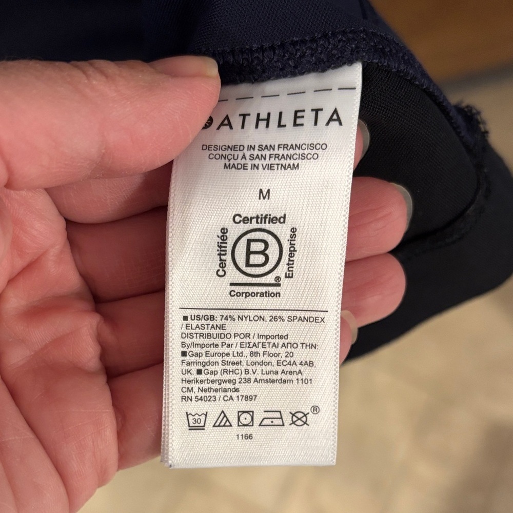 Athleta Navy Mock Neck Sweatshirt | Lightweight Performance Pullover | Medium - Picture 7 of 7